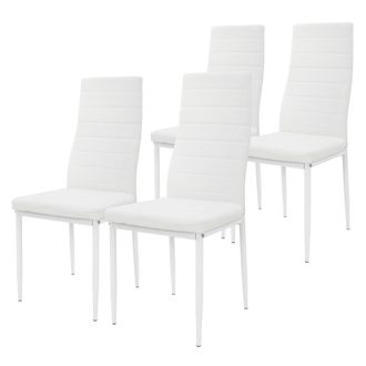 ML Design Ml-design - Juego De 4 Sillas De Comedor Tapizadas En Piel Sint&eacute;tica Color Blanco, Asiento De Cocina O Sal&oacute;n Con Respaldo Alto Y Patas De Metal, Sill&oacute;