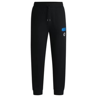 HUGO BOSS Cotton-terry tracksuit bottoms with Happy HUGO logo