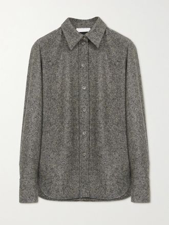 Chlo&eacute; + Net Sustain Wool And Silk-blend Shirt - Marrone