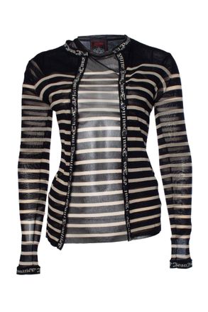 Jean Paul Gaultier See through twin set with stripes