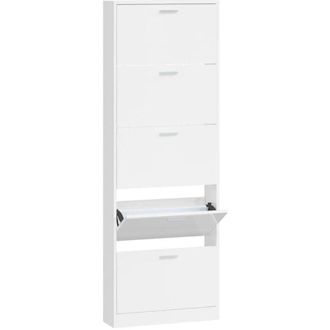 vidaXL Vidaxl - Shoe Cabinet High Gloss White 59x17x169 cm Engineered Wood