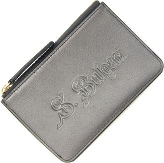 Bulgari Silver Gray Leather Coin Purse/Coin Case (Pre-Owned)