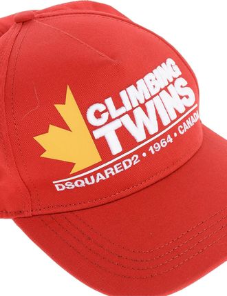 Dsquared2 Mens Climbing Twins Logo Baseball Cap Red Accessories > Beanies & Hats