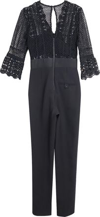 Self Portrait Guipure Lace Eliza Jumpsuit in Black Polyester