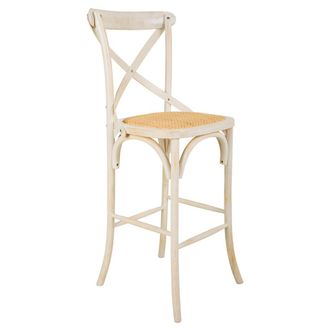 Wanderlust Deco Wanderlust Deco - Taburete De Madera Y Asiento De Rat&aacute;n Blanco 45x53x75/116