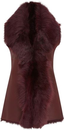 Infinity Leather Womens Burgundy Toscana Shearling Nappa Leather Sheepskin Gilet - Parkes