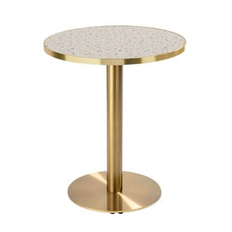 Oviala Mesa de comedor redonda 60 cm tapa terrazo/oro y base oro