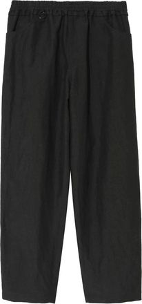 Undercover Straight Trousers, male, Black, XL, Black Linen-Wool Blend Trousers