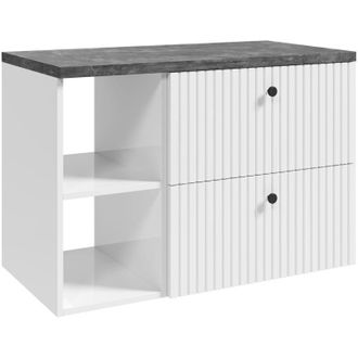 Badplaats Badplaats - Mobile base per lavabo Saros 90 cm - bianco - con lavabo e vano contenitore
