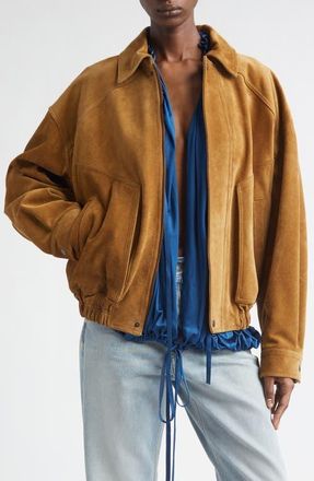 Saint Laurent Suede Bomber Jacket in Brun Cerf at Nordstrom, Size 38