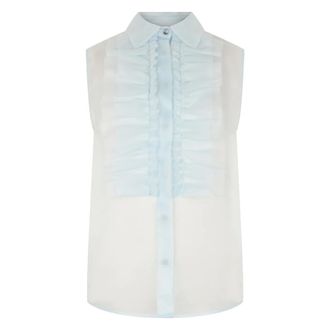P.A.R.O.S.H. Shirts, female, Blue, Size: M Sleeveless Silk Blouse