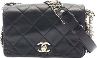 Chanel Black Lambskin Matelasse Shoulder Bag (Authentic Pre-Loved)