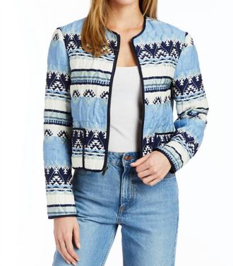 Drew Pattern Zip-Up In Blue