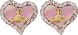 Vivienne Westwood Petra Heart Crystal-embellished Stud Earrings - Pink - One Size