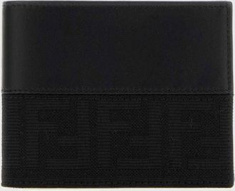 Fendi Portafoglio in tessuto FF jacquard con portamonete e dettagli in pelle