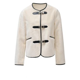 Salsa Jas met nepbont en stoere details - Dames - Zomerjassen - Wit - XS - Nepbont - Jassen