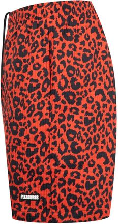 Pleasures Shorts con stampa leopardata - Rosso