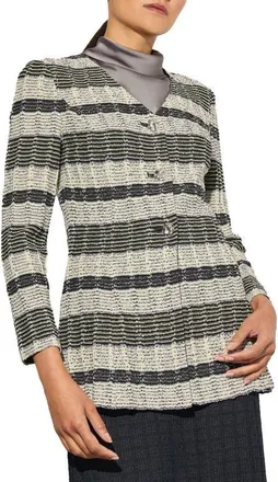 Ming Wang Heritage Fit Textured Knit Jacket in Mink/Lemon/Lunar Rock/Black at Nordstrom, Size Xx-Small