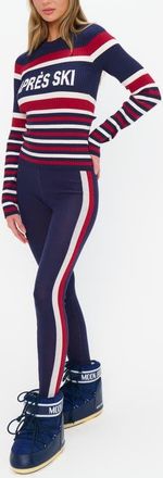 Show me your Mumu Cozy Leggings in Navy Race Stripe Knit at Nordstrom, Size Small