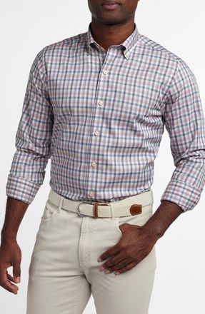 David Donahue Twill Check Cotton Sport Shirt in Denim/Multi at Nordstrom, Size Xx-Large