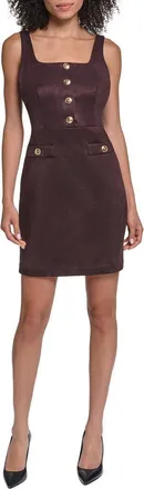 Karl Lagerfeld Sleeveless Scuba Faux Suede Minidress in Espresso at Nordstrom, Size 12