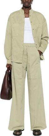 Forte_Forte Peached Cotton Twill Collar Shirt In Olive