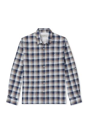 Officine G&eacute;n&eacute;rale Younes Checked Cotton and Linen-Blend Shirt
