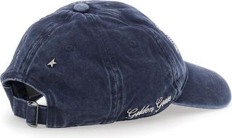 Golden Goose Mens Cotton Logo Hat Blue