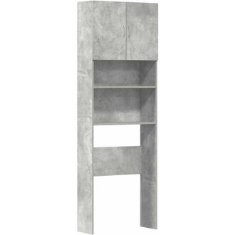 vidaXL Armario de lavadora madera ingeniería gris hormigón 64x24x190cm Vidaxl