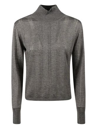 Max Mara high-neck sweater - women - Wool/Silk - L - Grey