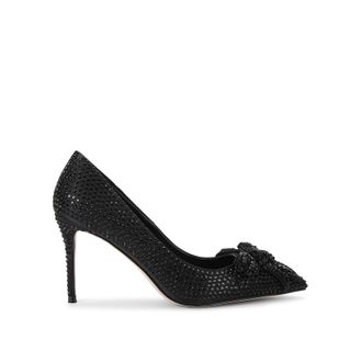 Kurt Geiger Womens Satin Belgravia Crystal Bow Drc Heels - Black - Size UK 8