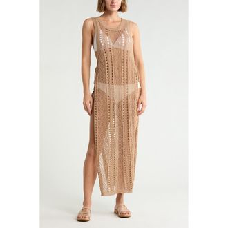 BCBGeneration Lurex Knit Swim Coverup Dress in Tan at Nordstrom Rack