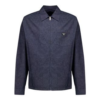 Prada Camisa de Chambray - Shirts - Hombre - Azul - L