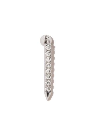 Maria Tash Orecchino Eternity Bar in oro bianco 18kt con diamanti - Argento