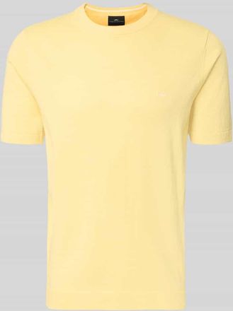 Fynch-Hatton Fynch-Hatton Regular Fit T-Shirt mit Leinen-Anteil in Strick-Optik in GELB, Gr&ouml;&szlig;e 3XL