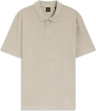 BOSS Floral-jacquard polo shirt in a cotton blend