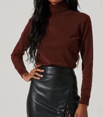 Astr Alden Turtleneck Sweater In Rust