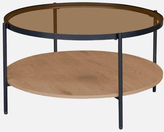 Sweeek Mesa De Centro Redonda Con Doble Tablero De Vidrio