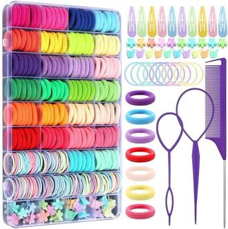OEM Set De Accesorios Para El Cabello De 208 Piezas: Gomas El&aacute;sticas, Peinetas, Horquillas, Para Peinados Diarios, 1 Set, Multicolor