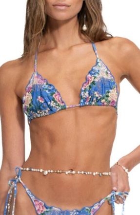 Agua Bendita Lolita Ivy Triangle Bikini Top in Blue at Nordstrom, Size X-Large