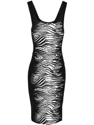 Versace Jeans Couture zebra-print midi dress - Black
