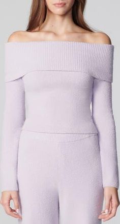 Florence By Mills Off the Shoulder Long Sleeve Sweater in Sft Mil Lavnder at Nordstrom Rack, Size X-Large
