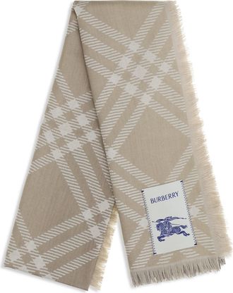 Burberry Womens Wool And Silk Scarf Sand Ovis Aries Aries; Scarfs