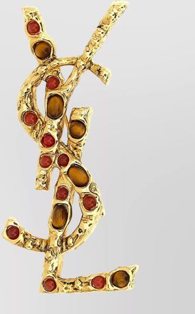 Saint Laurent gemstone brooches textured finish