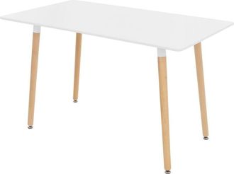 ML Design Ml-design - Mesa de Comedor de Madera Blanca 120 x 70 x 74,5 cm Mesita Rectangular para Salón o Cocina Capacidad de 4-6 Personas Estilo Escandinavo