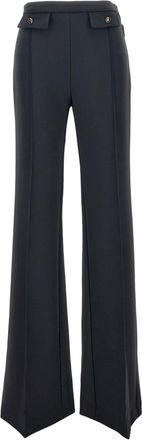 Elisabetta Franchi Tailored Black Trousers With Flap Details And Side Zip Closure