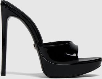 Gucci Womens Sorbetto Slide Sandal, Black, Leather