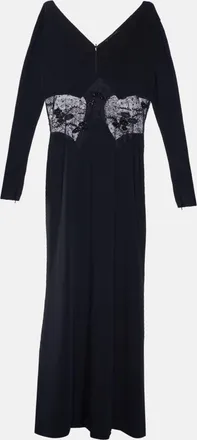 Roberto Cavalli Black Crepe & Embellished Lace Gown