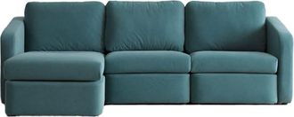 Concept Usine Sof&aacute; modular de 3 plazas azul con puf