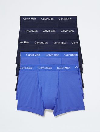 Calvin Klein Mens Cotton Stretch 5-Pack Trunk - Blue - XL